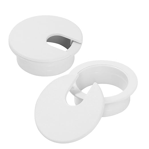1-3/8" White Desk Grommet, JTemgle Plastic Cable Hole Cover Computer Table Cord by JTemgle