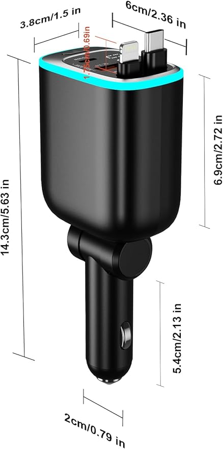 Retractable Car Charger 90W USB C Car Charger Adapter Fast Charging, Gift - Image 8