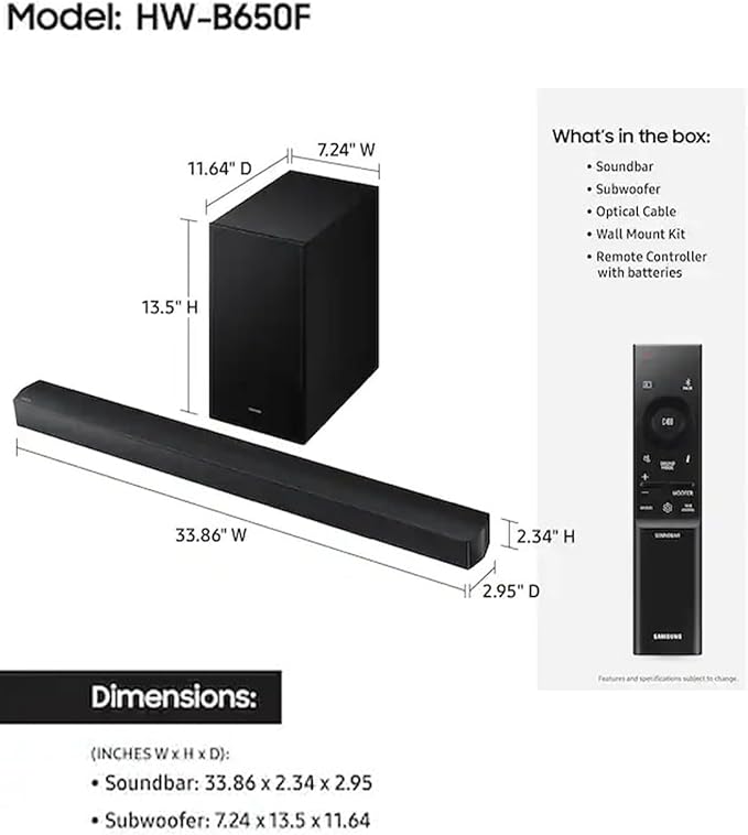 Samsung B-Series Soundbar HW-B650F 3.1ch Soundbar w/Wireless Subwoofer - Image 2
