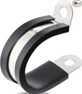 50PCS Cable Clamps 1 Inch 304 Stainless Steel Cable Clamps Rubber Coated by OURU
