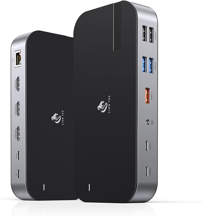 Laptop Docking Station, 16 in 1 Docking Station USB C Docking Triple Monitor by LIONWEI
