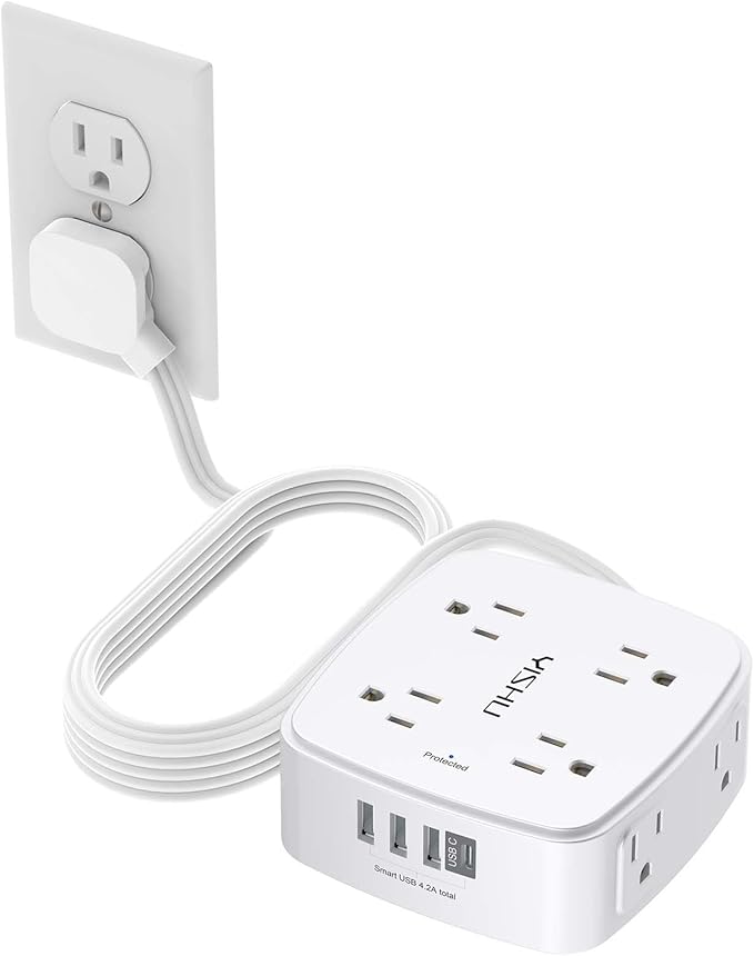 10 Ft Surge Protector Power Strip by YISHU