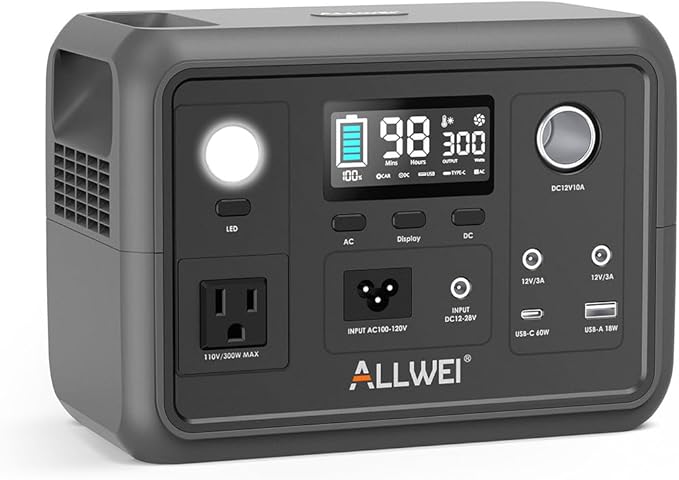 Portable Power Station 300W, ALLWEI 256Wh Solar Generator by ALLWEI