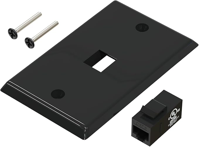 VCE Black Ethernet Wall Plate, 1-Port CAT6 Wall Plate and Jack, RJ45 Keystone - Image 8