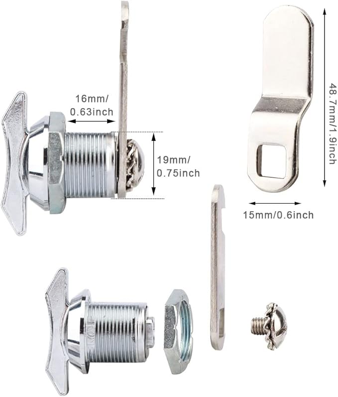 Thumb Operated Offset Cam Lock, Replacement Keyless Compartment Latch, - Image 2