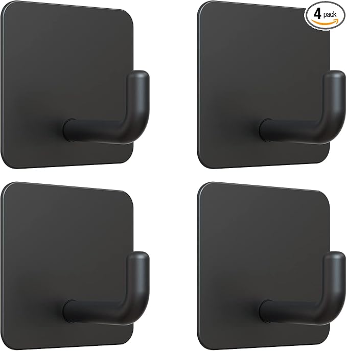 VIS'V Adhesive Hooks, Metal Shower Wall Stick on Hooks, Waterproof, 2 Extra by VISV