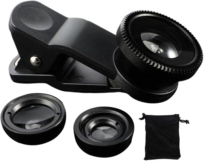 Phone Fisheye Lens 3in1 Wide Angle Fish Eye Macro Lenses Clip-on Universal Lens by Unknown