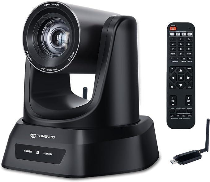 Wireless Conference Room Webcam, Church Live Streaming 20X USB 1080P 60fps PTZ - Image 4