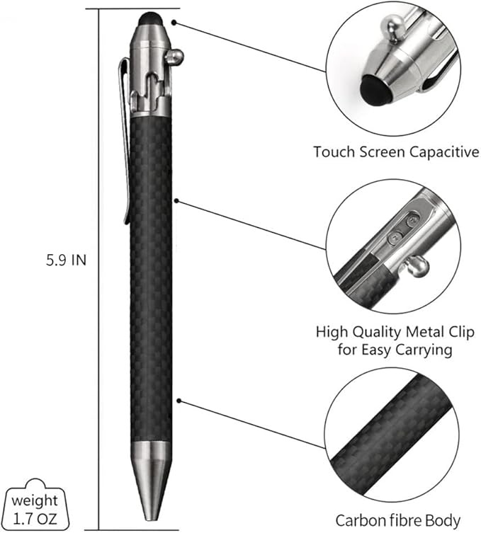 Cool Hand 4.5'' Carbon Fiber Bolt Action Pen - Image 3