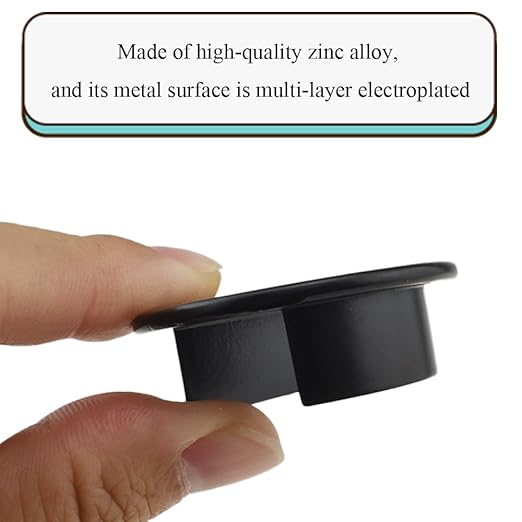 HAHIYO 2Pcs 1.38Inch/35mm Black Zinc Alloy Desk Grommet Wire Grommet Cable - Image 3