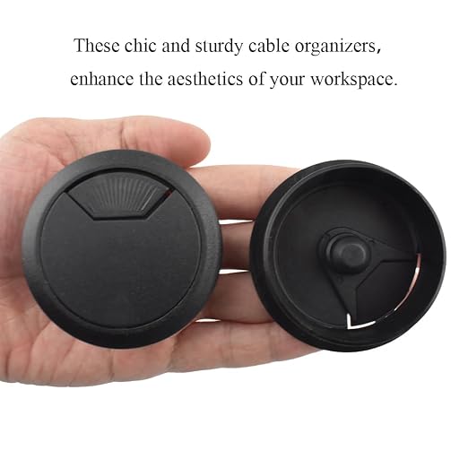 HAHIYO 2Pcs 2Inch/50mm Black ABS Plastic Sector-shaped Desk Grommet Wire - Image 6