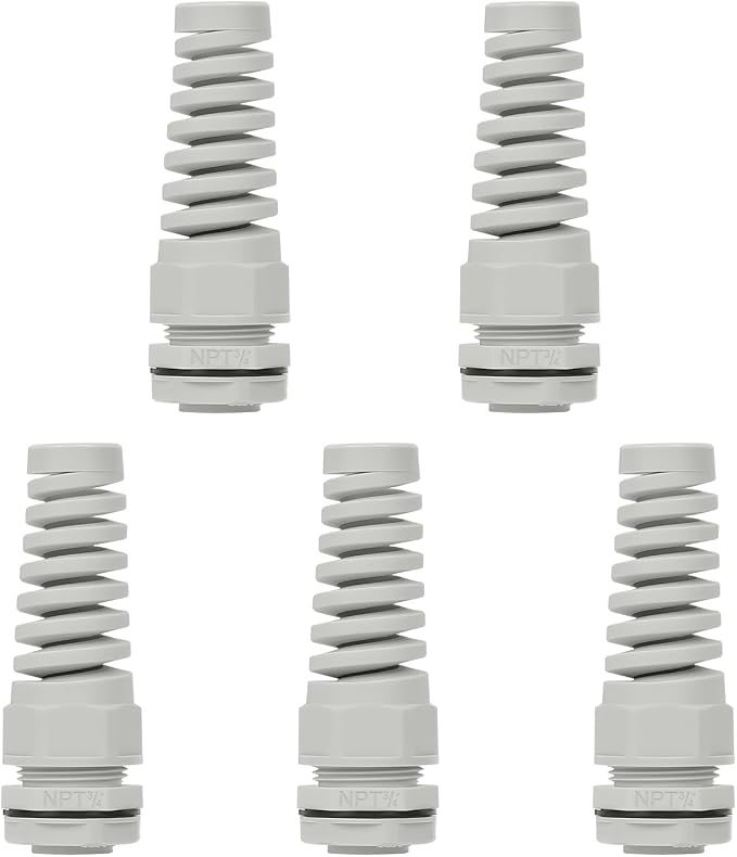 LeMotech 5Pcs NPT 3/4" IP68 Waterproof Cable Gland Flex Spiral Strain Relief by LeMotech