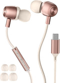 Pink USB C Headphones for Women Girls, Cute Wired Type C Earbuds by TECHAIRLINE
