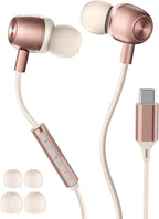 Pink USB C Headphones for Women Girls, Cute Wired Type C Earbuds by TECHAIRLINE