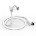 Right Angle Ethernet Extension Cable Down Angle1.5ft-White, 90 Degree CAT6 by JUXINICE