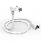 Right Angle Ethernet Extension Cable Down Angle1.5ft-White, 90 Degree CAT6 by JUXINICE