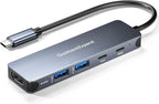 USB-C Hub 5-in-1 with 4K HDMI, 100W Power Delivery, 5Gbps USB-C Data Port and 2 by DockteckExpand