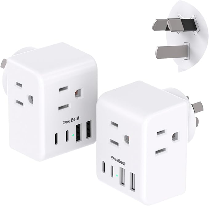 2 Pack Australia New Zealand Power Plug Adapter, Australia Travel Adapter by OneBeat