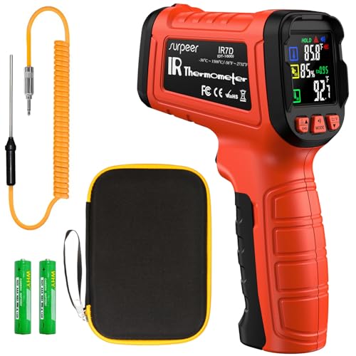-58°F to 2732°F Infrared Thermometer IR Laser Gun 50:1, Digital Temperature by SURPEER