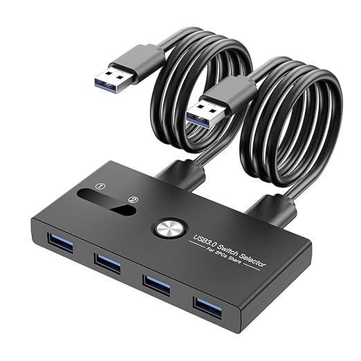 USB Switch, USB 3.0 Switcher 2 Computers Share 4 USB by ZIYUETEK