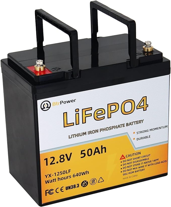12V Lithium Battery-50Ah Lithium Phosphate Iron LiFePO4 Deep Cycle Battery by Cymoye