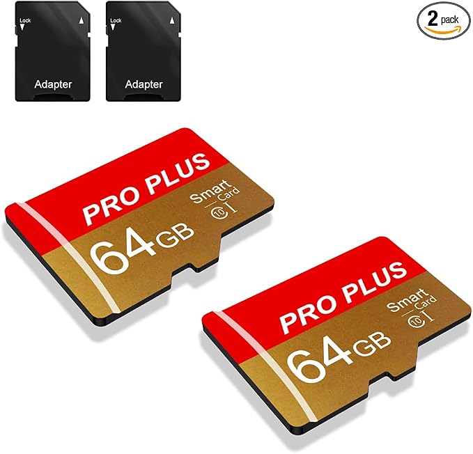 2 Pack TF Card 64GB with Adapter, High Speed Memory Card, UHS-I C10 A1 Memory by Bliksem