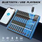 Professional Audio Mixer, 8 Channel, Input 48V Phantom Power Stereo Digital USB - Image 2