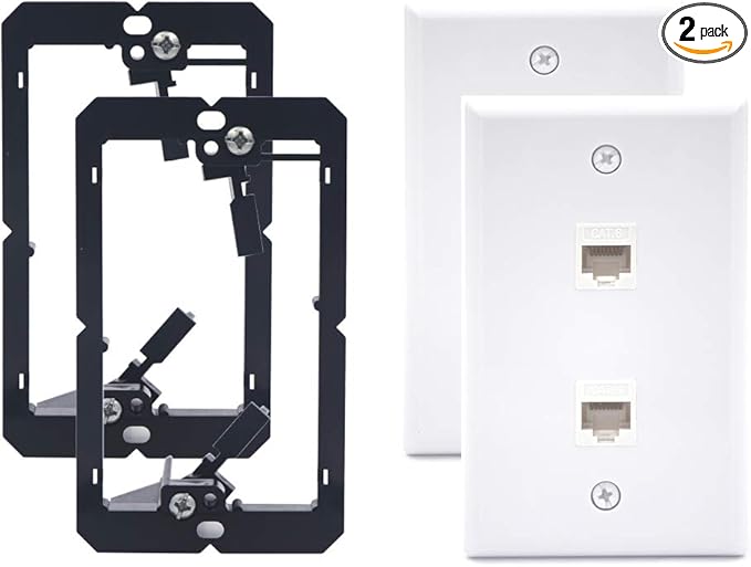 VCE 2-Port Ethernet Wall Plate, CAT6 Wall Plate and Jack, RJ45 Keystone Wall by VCE