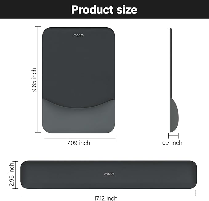 MOSISO Wrist Rest Support for Mouse Pad&Keyboard Set, Rectangular Ergonomic - Image 7