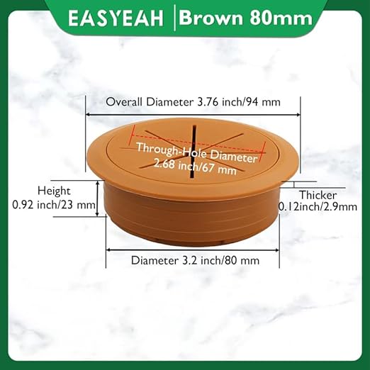 2 Pcs Desk Grommet 3-1/8" / 80 mm, Desk Hole Cover - Image 9