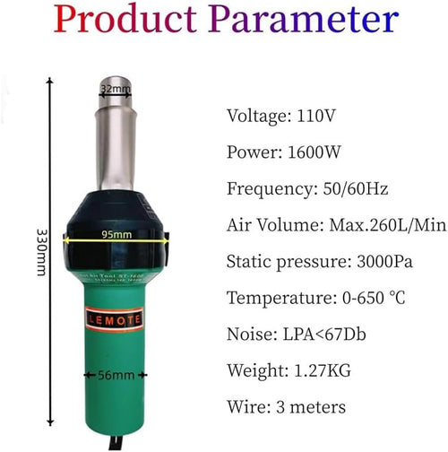 110V Hot Air Gun Welding Torch 1600W Heat Gun Plastic Welder Roofing Welder Kits - Image 2