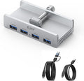 USB HUB3.0, Clamp USB HUB, Aluminum 4-Port USB Adapter by EJAY