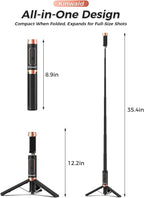 Selfie Stick Tripod for iPhone & Android, Portable Phone Tripod Stand - Image 7