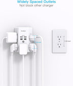 One Beat Surge Protector Wall Outlet Extender, 5 Outlets & 4 USB Ports - Image 7
