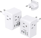 2 Pack European Travel Plug Adapter, International Power Plug Adapter by OneBeat