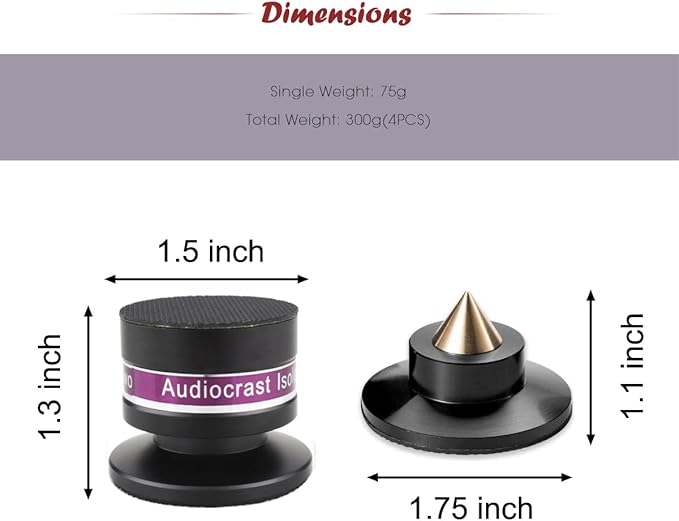 HiFi Speaker Spikes IF03B by Audiocrast, Speaker Vibration Dampener Stand Feet - Image 4