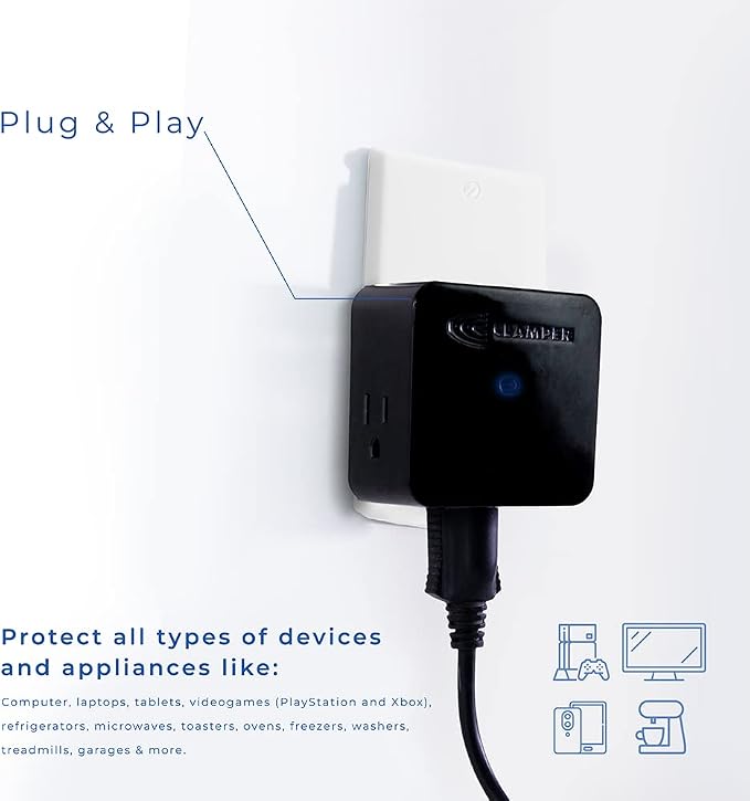 Clamper 3-Outlet Surge Protector 1800 Joules, - Image 4