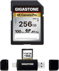 GIGASTONE 256GB SD Card with USB Type C Card Reader, 4K Camera Pro, A1 V30 U3 by Gigastone