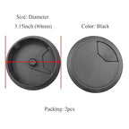 HAHIYO 2Pcs 3.15Inch/80mm Black ABS Plastic Sector-Shaped Desk Grommet Wire - Image 2