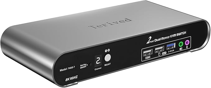 2 Computers 2 HDMI Monitor Automatic KVM Switch 8K@60Hz, Hotkey Switching by Terived