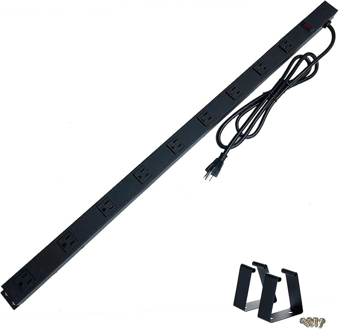 9 Black Verticle Outlets 6 Feet Power Cord Heavy Duty Metal Surge Protector by opentron