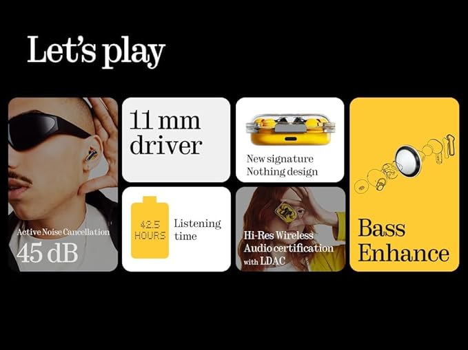 Nothing Ear Wireless Earbuds, 45dB Hybrid Noise Cancelling Earbuds, Hi-Res Audio - Image 3
