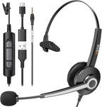 USB-A/USB C/3.5mm Jack 3-in-1 PC Headset, Wired & Noise by Wantek
