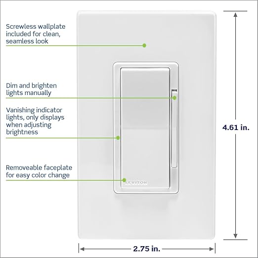 Leviton Decora Smart ELV/LED, Phase Selectable Dimmer Switch, Wi-Fi 2nd Gen - Image 5