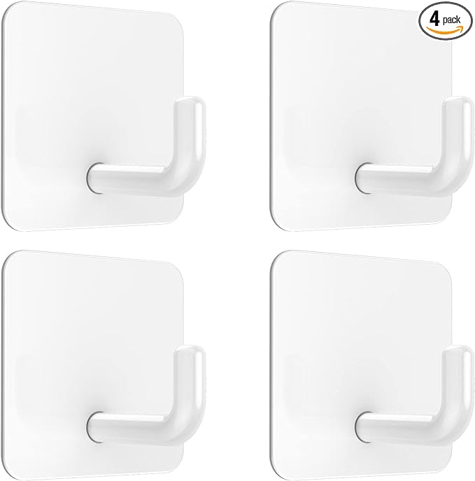 VIS'V Adhesive Hooks, Metal Shower Wall Stick on Hooks, Waterproof, 2 Extra by VISV