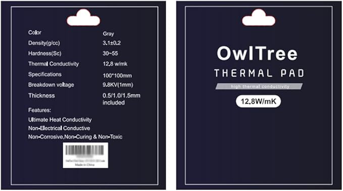OwlTree 3 Pack Thermal Pads, Highly Efficient Thermal Conductivity 12.8W/mK - Image 6
