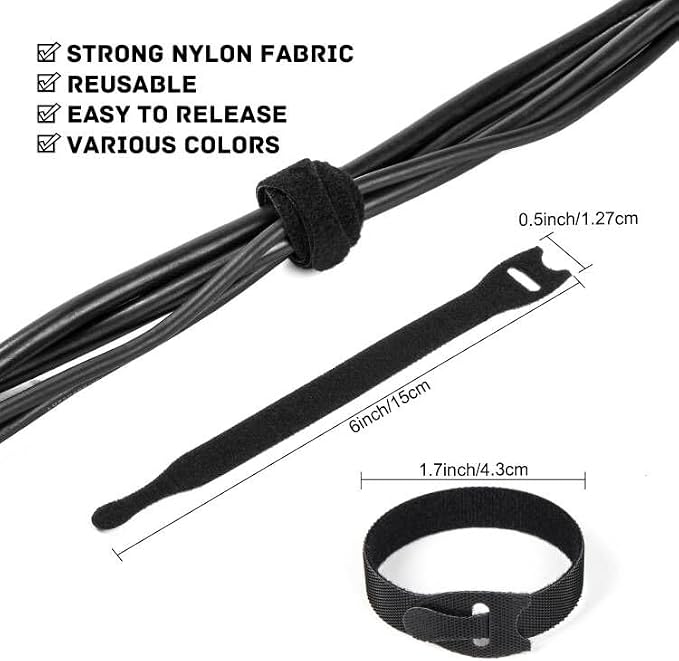 OneLeaf 120PCS Cord Organizer 6in Cable Ties Reusable - Image 2
