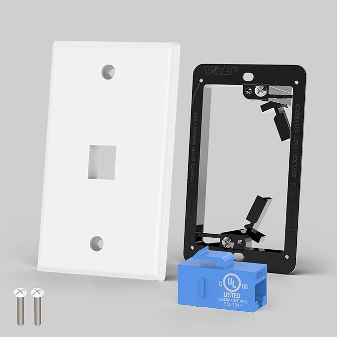 VCE Ethernet Wall Plate 1-Port, Keystone Jack Wall Outlet - Image 7