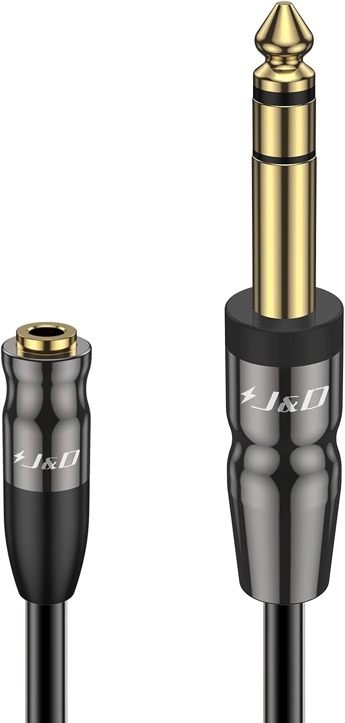 J&D 1/4 inch to 3.5mm Headphone Adapter, Heavy Duty Copper Shell Connecter by JDTech