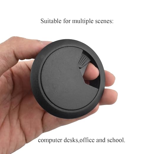 HAHIYO 2Pcs 2Inch/50mm Black ABS Plastic Sector-shaped Desk Grommet Wire - Image 7
